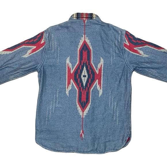 Vintage RRL Ralph Lauren Southwestern Polo Jacquard Chimayo Long Sleeve Workshir - Picture 10 of 11